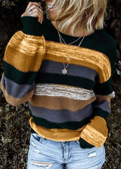 Long Sleeve Striped Round Neck Sweater
