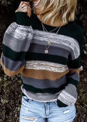 Long Sleeve Striped Round Neck Sweater