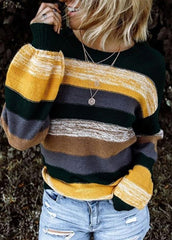 Long Sleeve Striped Round Neck Sweater