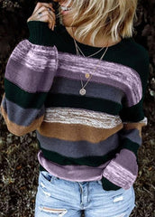 Long Sleeve Striped Round Neck Sweater