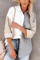 Colorblock The Sun Pocketed Corduroy Shacket