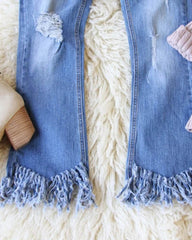 90s Vintage Ripped Fringe Hem Low Waist Jeans