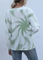 Long Sleeve Gradient Button V Neck Top