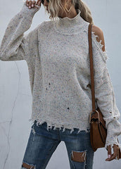 Long Sleeve Casual Broken Hole Sweater