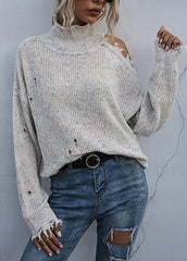 Long Sleeve Casual Broken Hole Sweater
