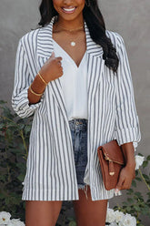 BOSS Linen Blend Striped Relaxed Blazer