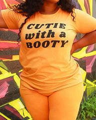 Letter Print Short Sleeve T-Shirt & Pants Set