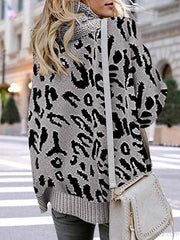 Leopard Print Turtleneck Sweater