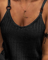 Solid Knit Ring Linked Cami Top