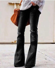 90s Vintage Knee Distressed High Waist Baggy Flare Jeans