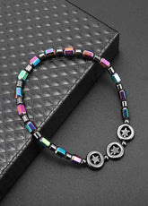 Circle Star Magnetic Black Stone Anklet