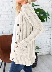Casual Long Sleeve V Neck Cardigan