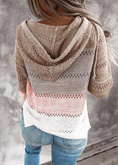 Long Sleeve Hat collar Striped Sweater