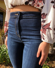 70s Vintage Raw Hem High Waist Flare Jeans