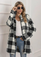 Casual Plaid Long Sleeve Coat