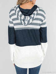 Contrast Drawstring Hooded Zipper Coat