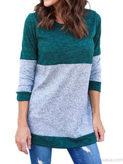 Color Block Thin Knitting Tunic Tops