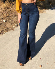 70s Vintage Raw Hem High Waist Flare Jeans