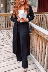 Solid U Neck Pants Sets