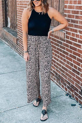 Leopard Print Wide Leg Pants
