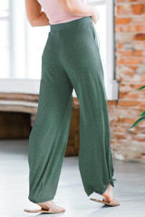 Solid Pockets High Slit Harem Pants