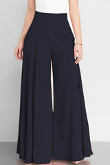 Solid High Waist Wide Leg Pants