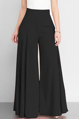 Solid High Waist Wide Leg Pants