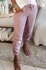 Straight Pockets Low Waist Pants