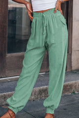 Solid Pockets Drawstring Jogger