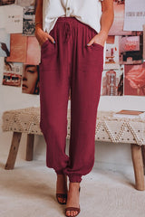 Solid Pockets Drawstring Jogger