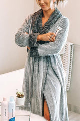 Flannel Pockets Belted Robe