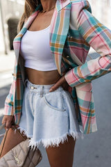 Colorful Stripe Button Blazer