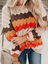 Casual Striped Color Block Knit Sweater