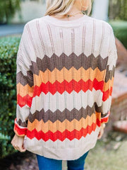 Casual Striped Color Block Knit Sweater