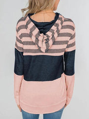 Contrast Drawstring Hooded Zipper Coat