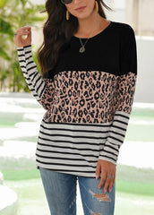 Long Sleeve Patchwork Casual T-shirt