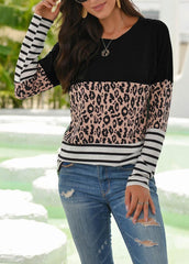 Long Sleeve Patchwork Casual T-shirt