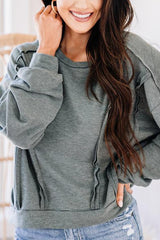 Solid O Neck Long Sleeve Hoodie