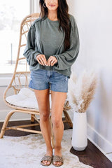 Solid O Neck Long Sleeve Hoodie