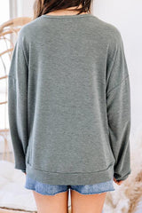 Solid O Neck Long Sleeve Hoodie