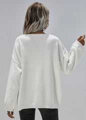 Long Sleeve Round Neck Solid Color Sweater
