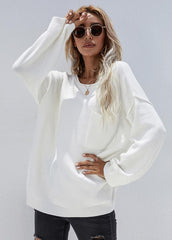 Long Sleeve Round Neck Solid Color Sweater