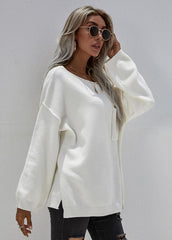 Long Sleeve Round Neck Solid Color Sweater