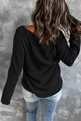 Crisscross Neck Ribbed Knit Top