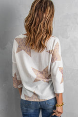 Star Waffle Knit Long Sleeve Top