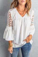 White Lace Hollow-out Blouse