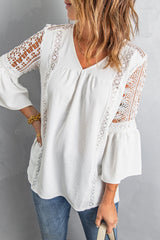 White Lace Hollow-out Blouse