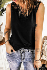 Black Crochet Lace Trim Tank