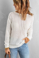 White Hollow-out Sweater