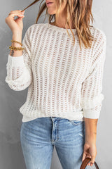 White Hollow-out Sweater